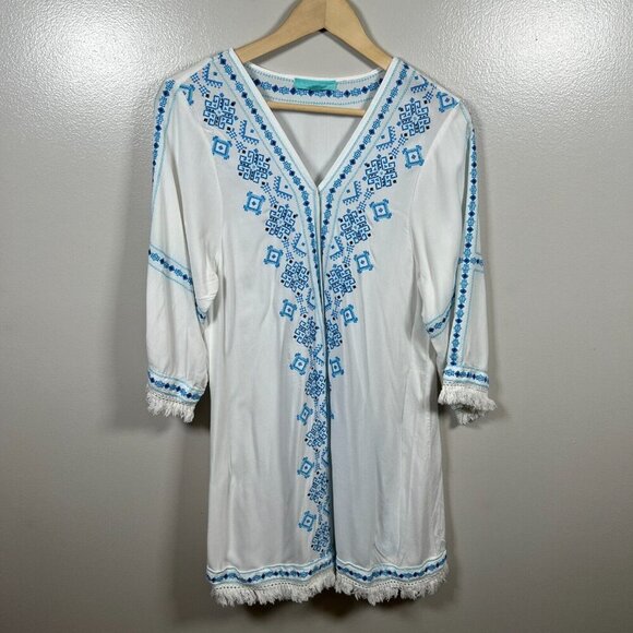 Melissa Odobash Kara Kaftan Cover up Size XS Embroidered Vacation Resort Wear - Picture 1 of 12